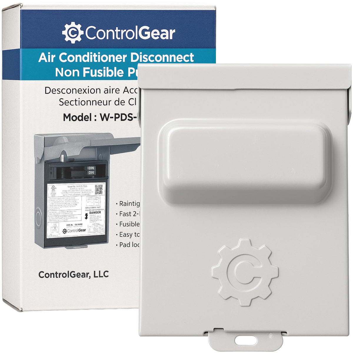 ControlGear 60A pullout disconnect front view in rugged outdoor enclosure