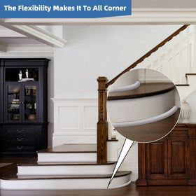 Conwang tub-edge trim at bathroom corner provides waterproof finish.