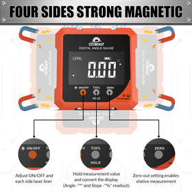 Coobeast backlit display angle finder for easy readings.