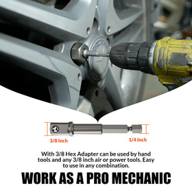 Coobeast set connects to tools via 3/8 inch drive adapter for versatility.