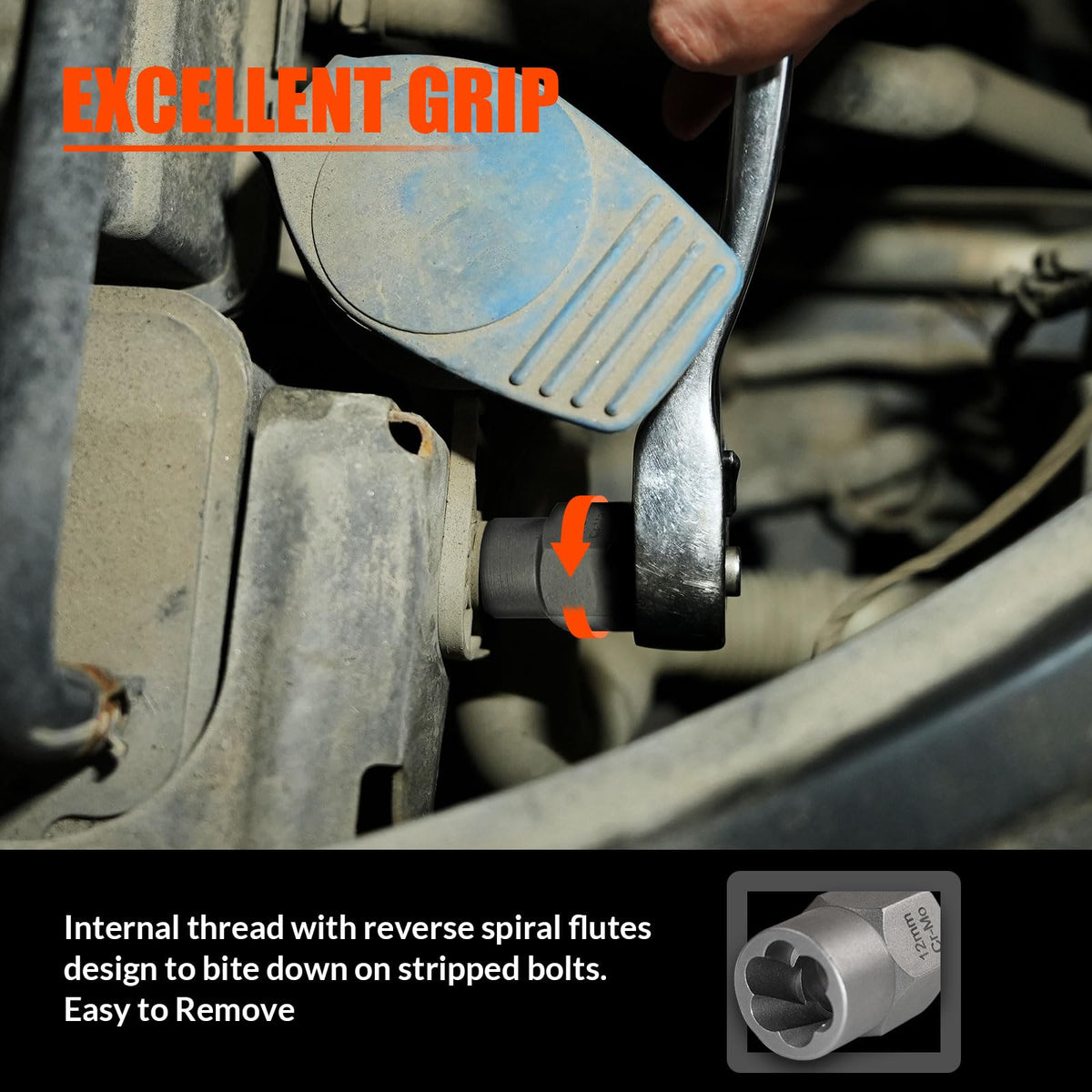 Coobeast extractor removing a lug nut with strong bite design.