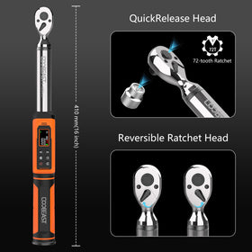 Coobeast torque wrench display with backlight for easy readings in dim environments.