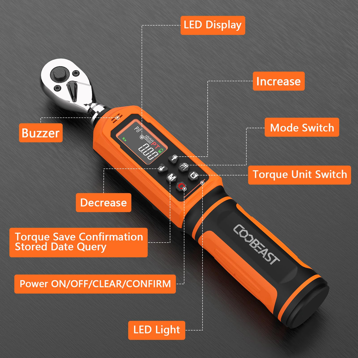 Coobeast torque wrench extension bar adds reach for recessed fasteners.