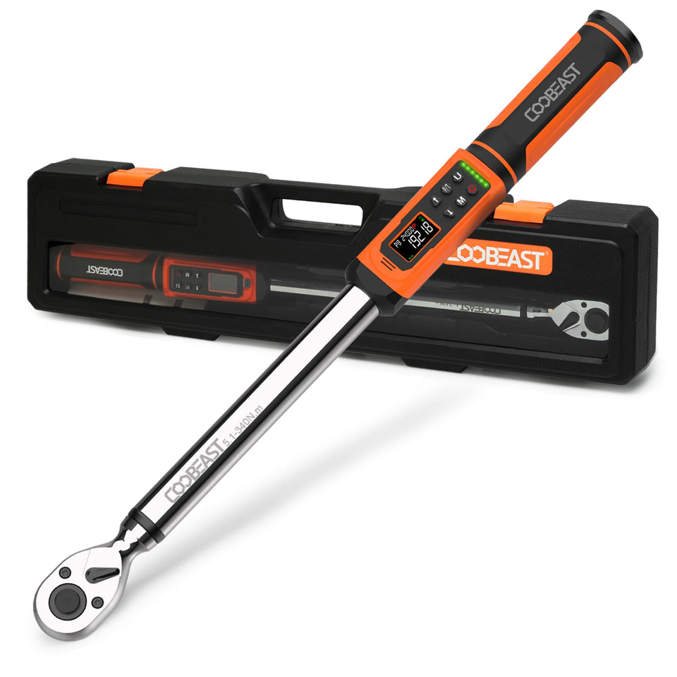 Coobeast digital torque wrench with half-inch drive displays precise settings clearly