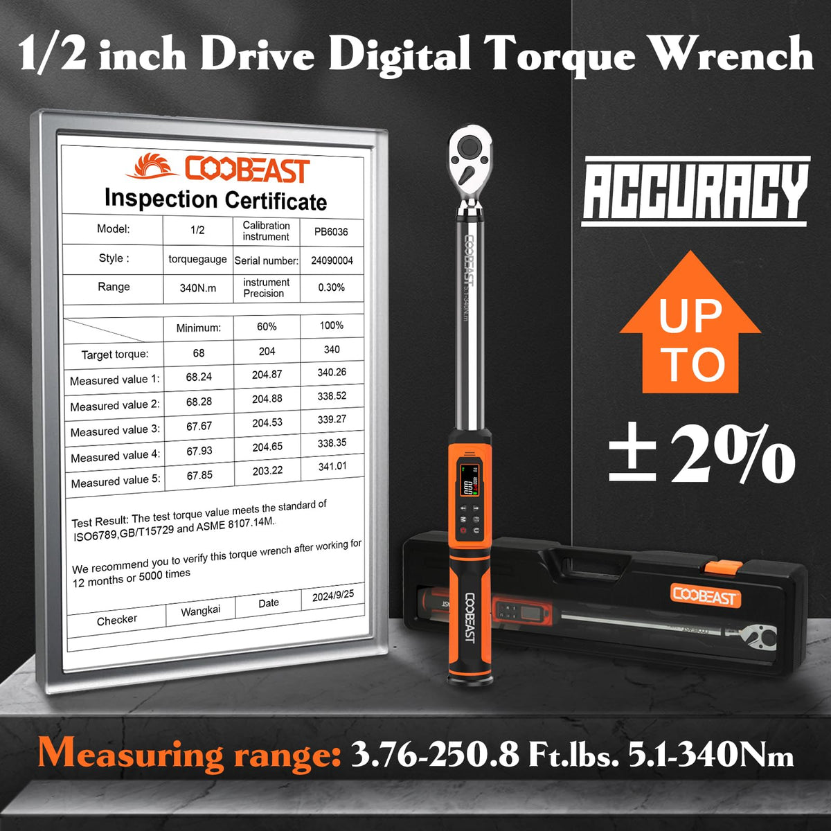 Coobeast torque wrench preset values view helps track settings