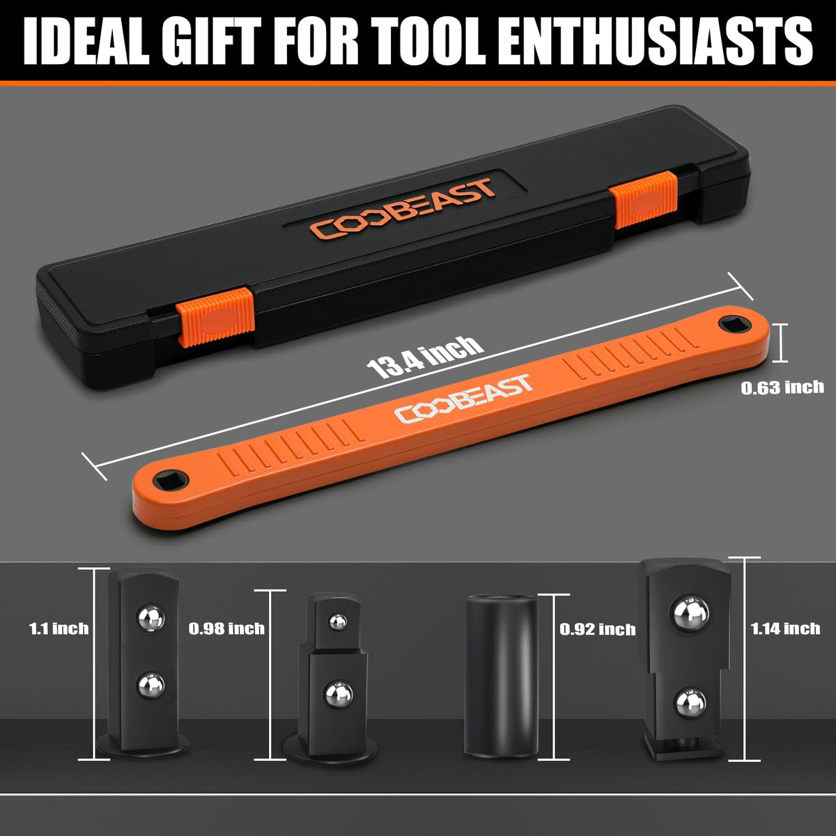 Coobeast extension wrench with 1/4-inch drive adapter included
