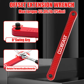 Coobeast extension wrench length 13.4 inches reaches deep, hard-to-access bolts.