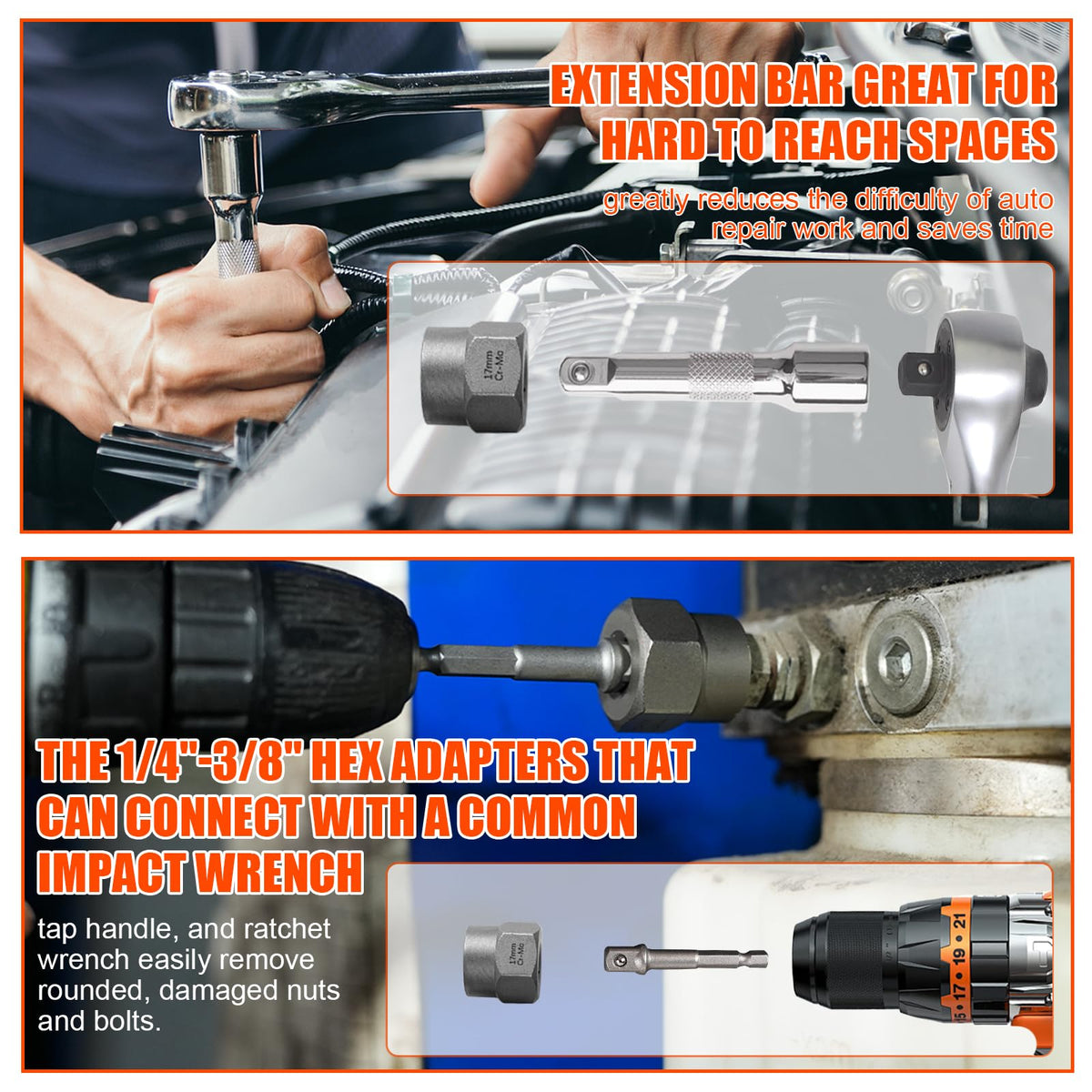 Coobeast kit covers SAE and metric sizes for common fasteners