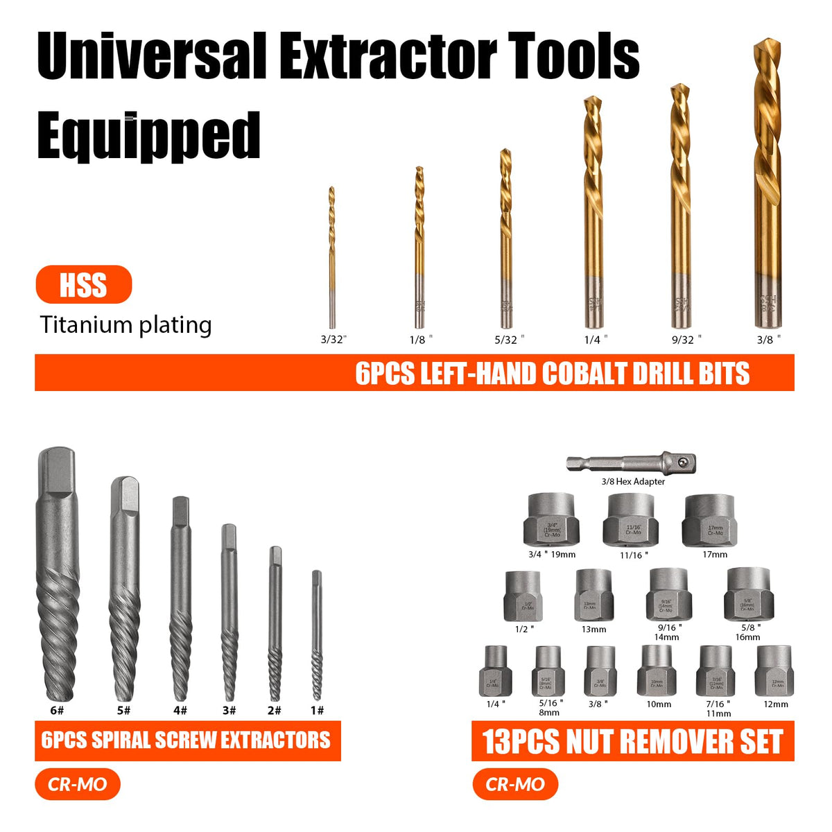 Coobeast nut remover with hex adapter for damaged nuts.