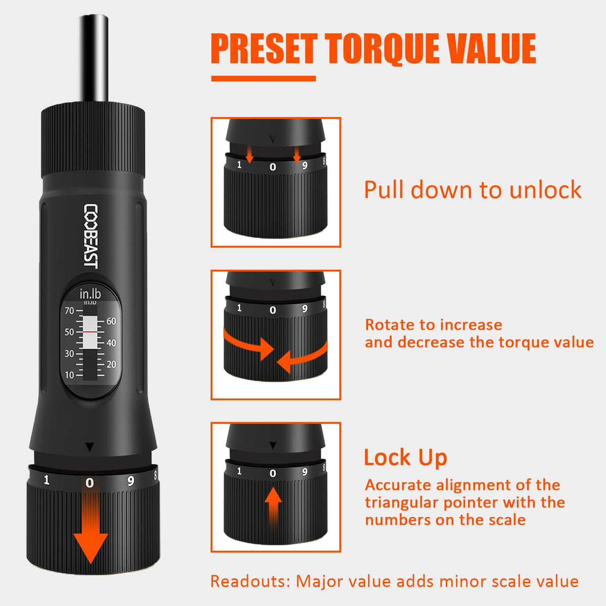 Coobeast preset torque dial shows simple, repeatable adjustments