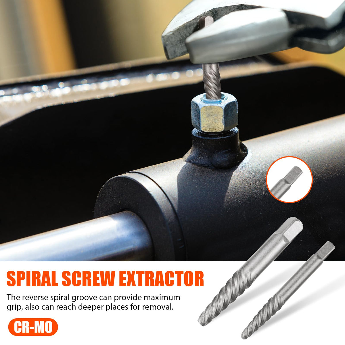 Coobeast screw extractors with spiral flutes gripping stubborn bolts