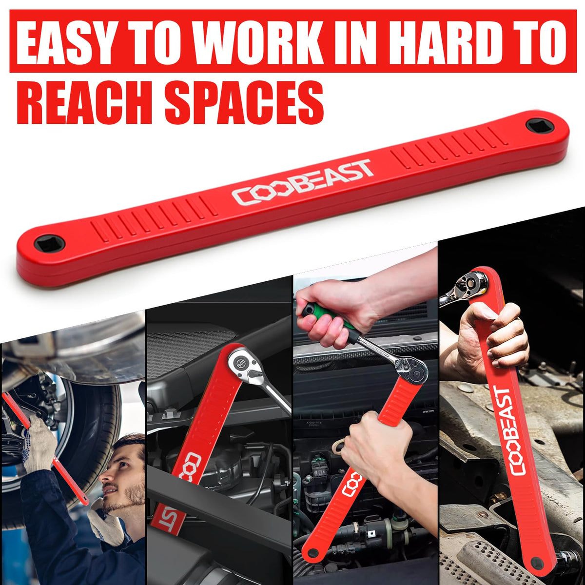 Coobeast square drive 1/2-inch adapter supports heavier fasteners.