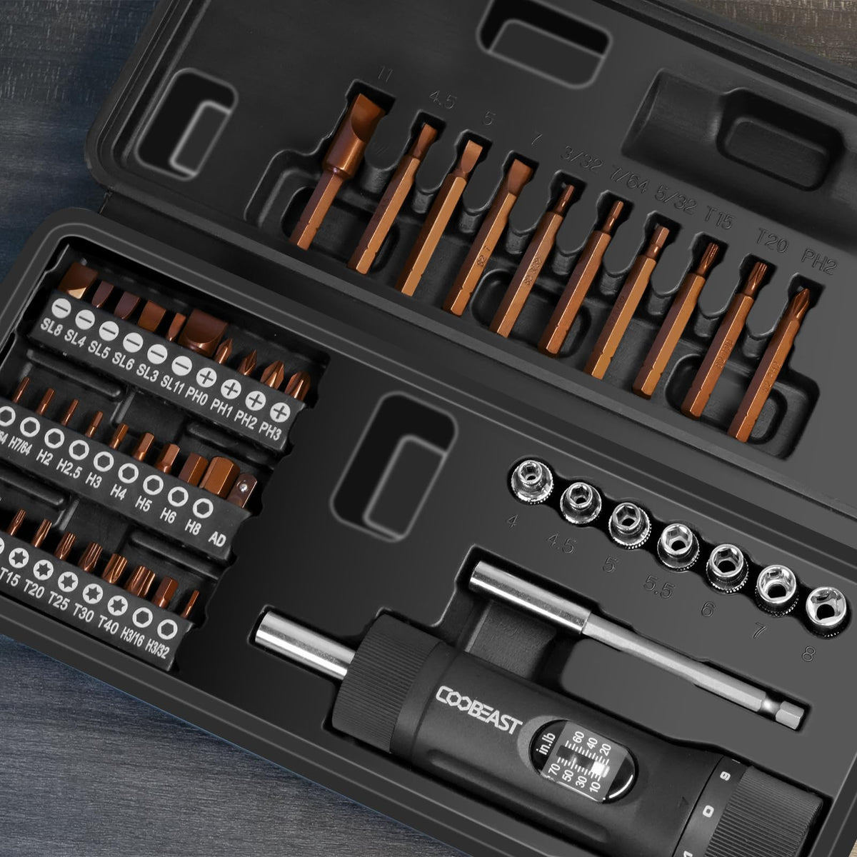 Coobeast torque screwdriver display shows a clear readout for accuracy.