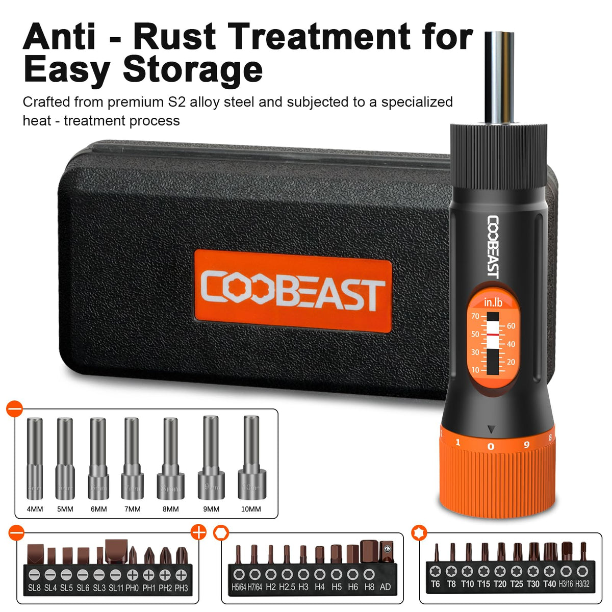 Coobeast torque screwdriver in use with audible tightening feedback.