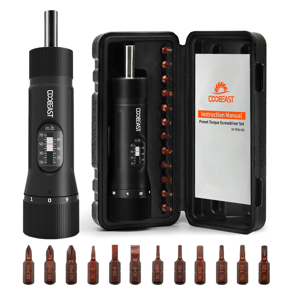 Coobeast torque screwdriver set in box for organized maintenance tasks