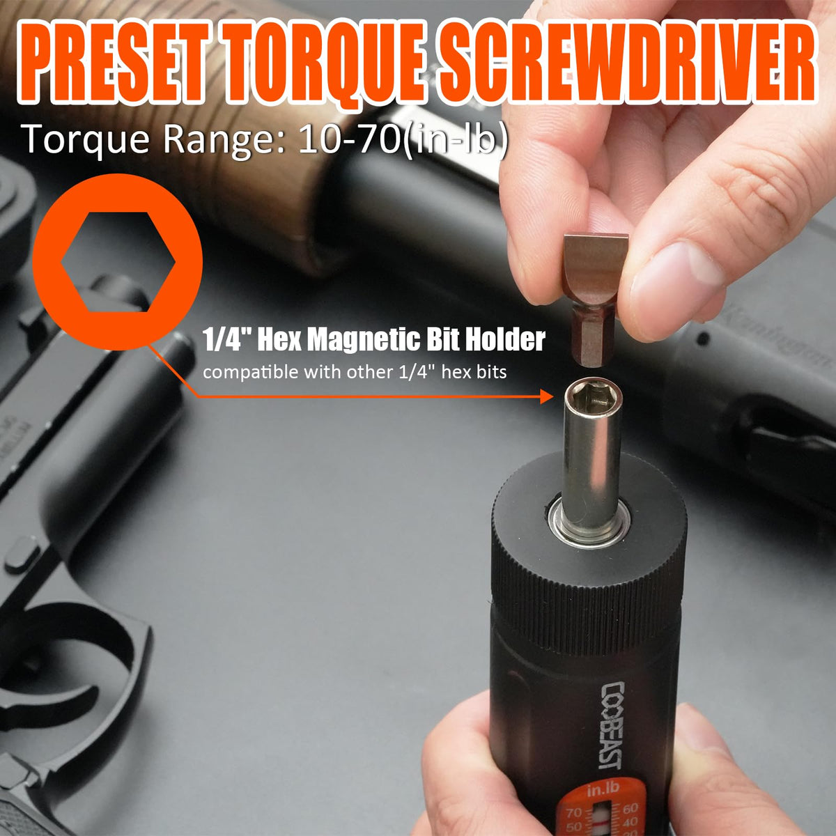 Coobeast torque screwdriver socket collection for secure fastenings.