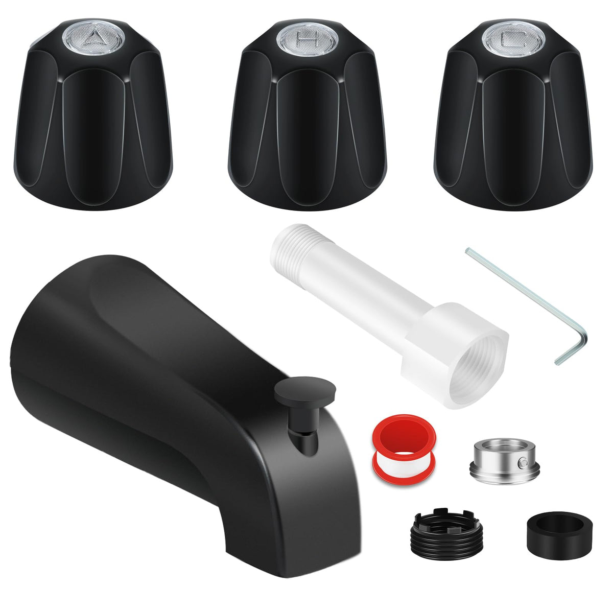 Coolfell matte black shower knobs with hot and cold markers for a modern bathroom update.
