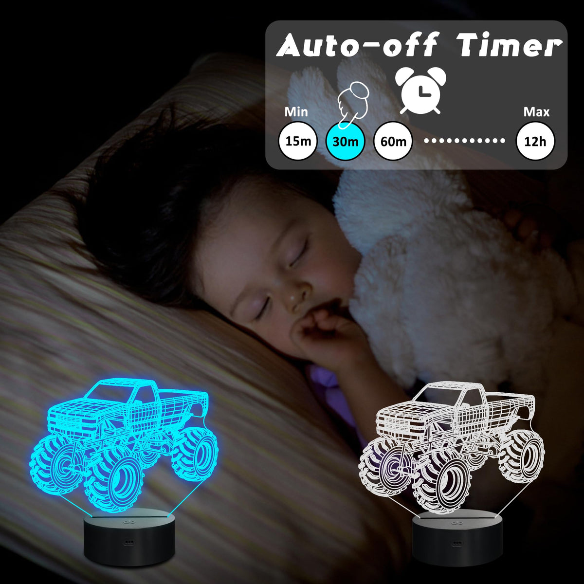 CoolGift Mart monster trucks decor in a kid’s room for playful ambiance