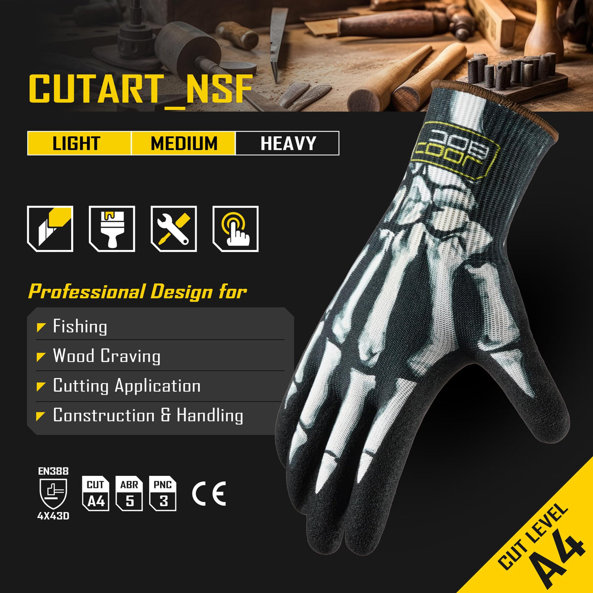 COOLJOB A4 gloves ideal for fishing handling and line protection.