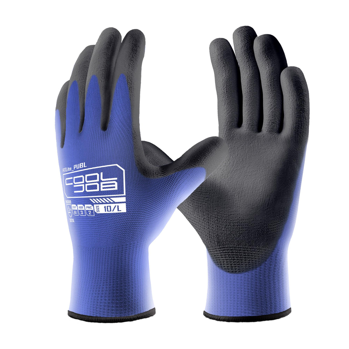 COOLJOB gloves with PU coating grip on palm for reliable grip in work tasks.