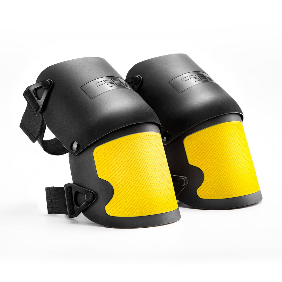 CoolJOB knee pads front view with dual shields for enhanced knee protection during work
