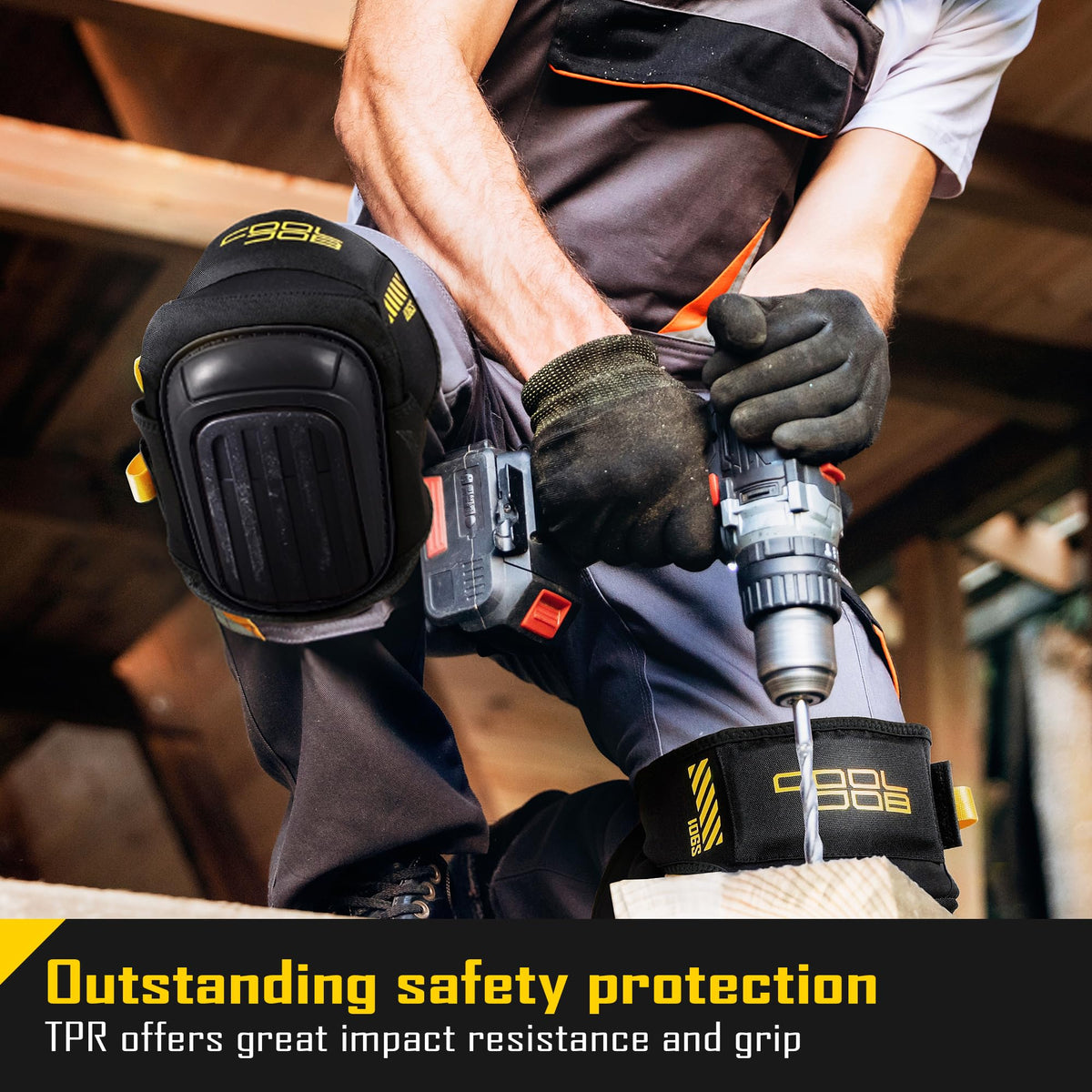 CoolJob knee pads with adjustable straps for quick, secure fitting