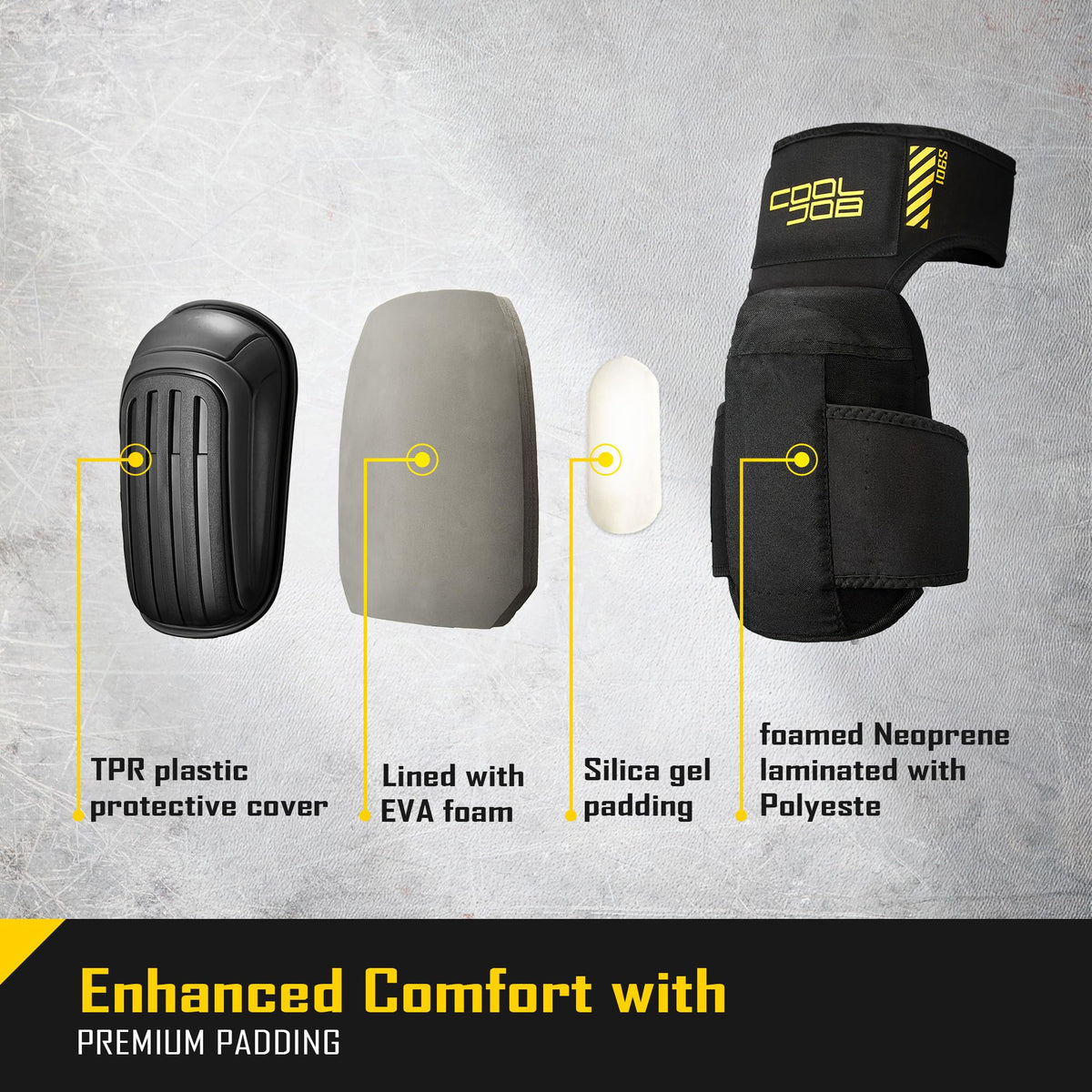 CoolJob knee pads with breathable straps to stay cool during long wear