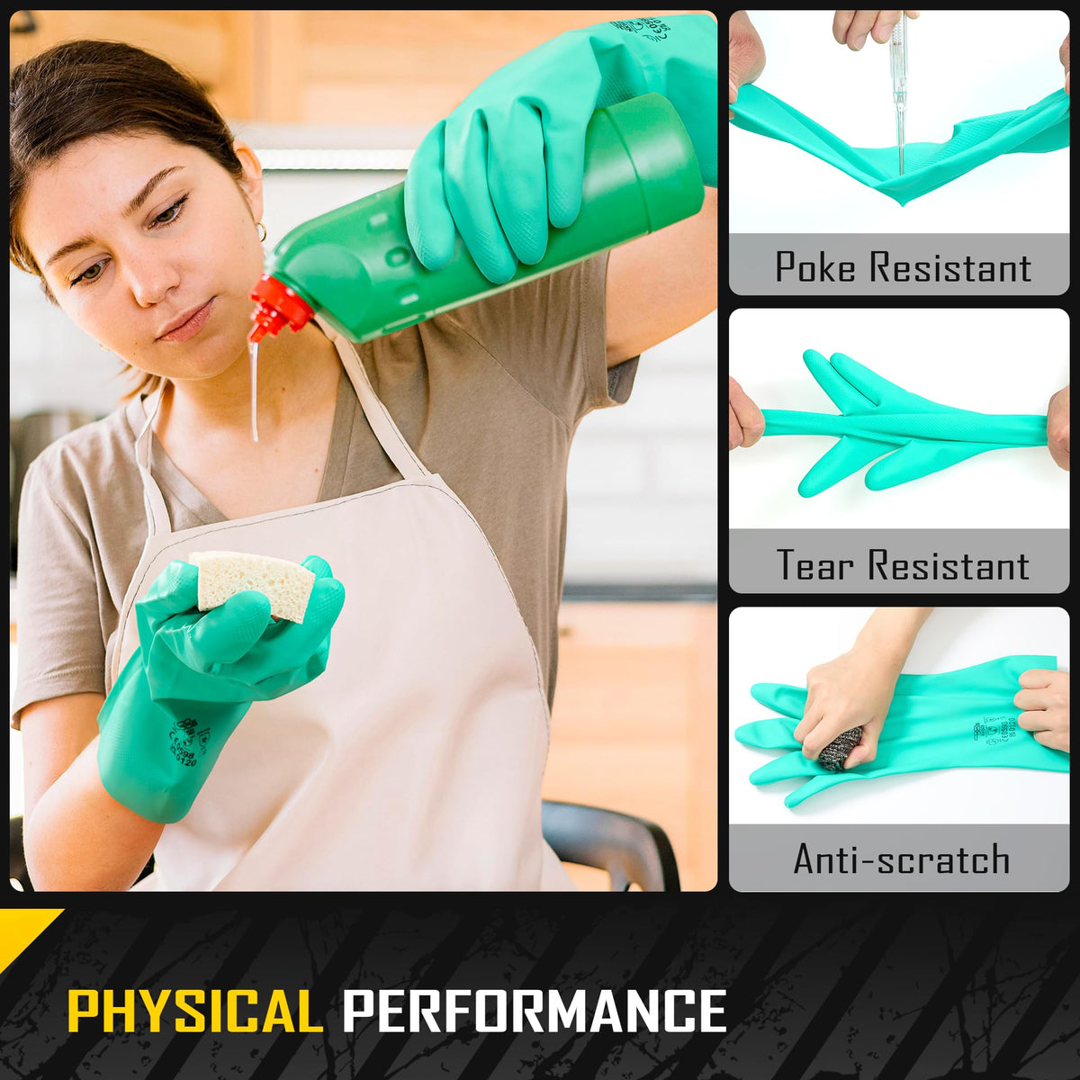 COOLJOB nitrile gloves with recessed diamond texture for secure grip on wet surfaces.