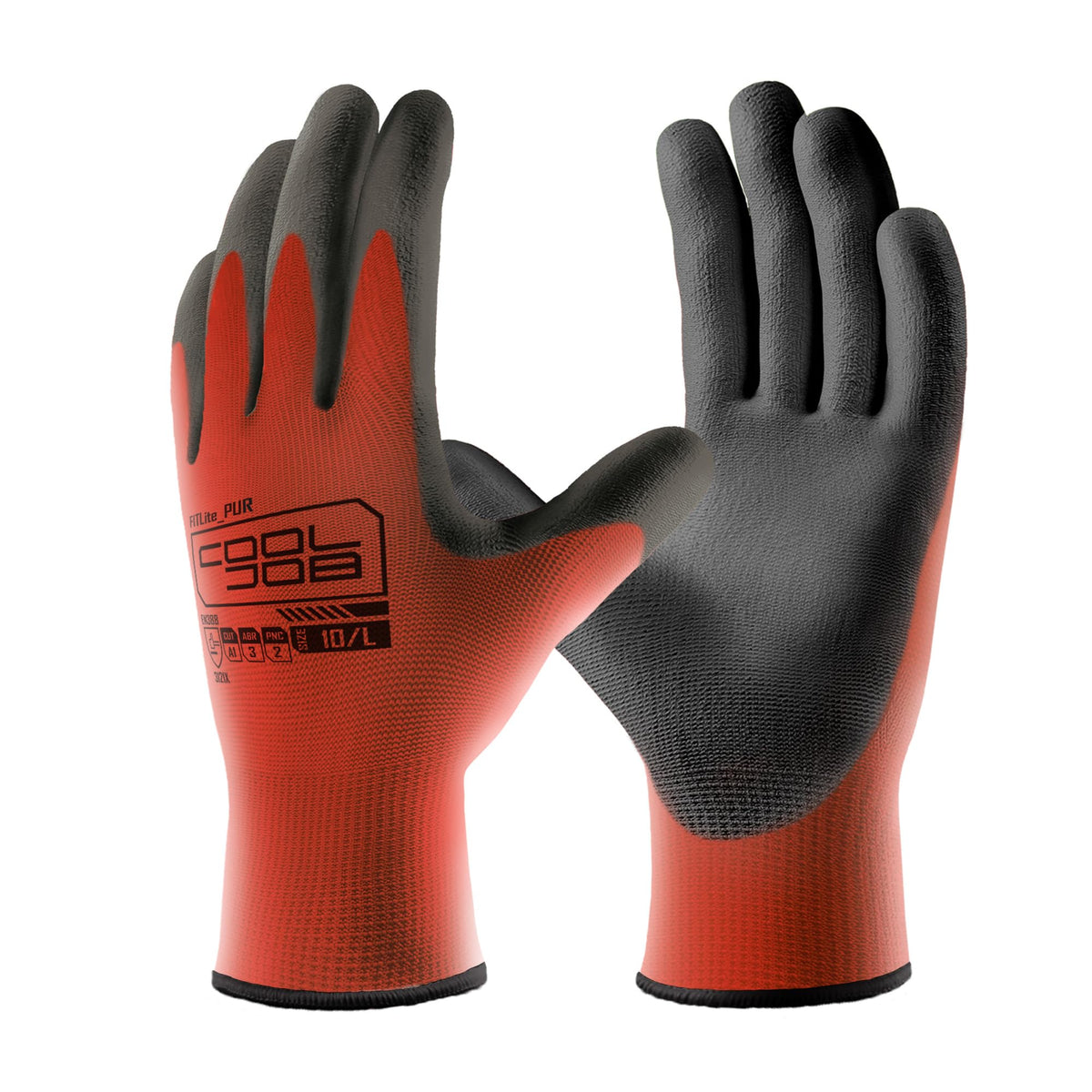 CoolJOB PU-coated glove palm offers secure grip in warehouse conditions.