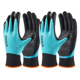COOLJOB waterproof gardening gloves with double latex coating for a dry, secure grip