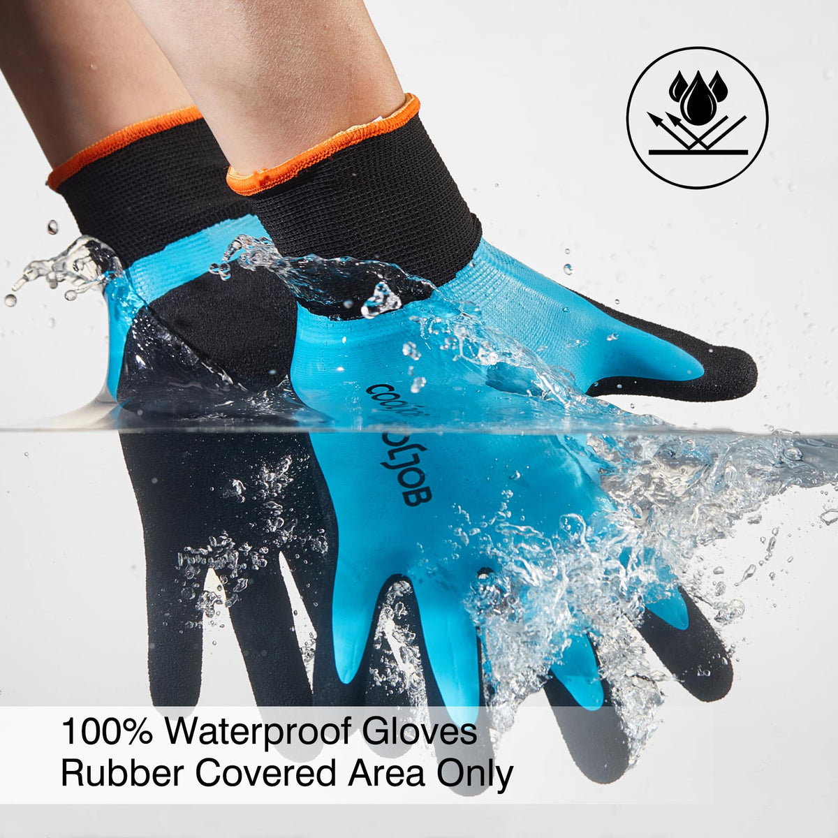 COOLJOB waterproof work gloves featuring non-slip grip for wet or oily tasks