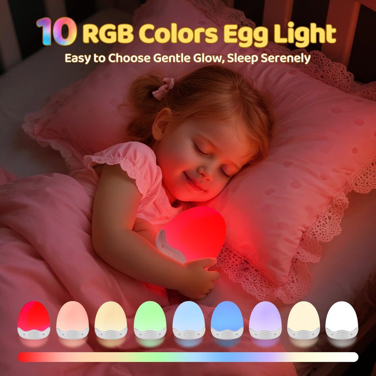 COOLNIGHT egg night light with touch and remote control for easy bedtime adjustments