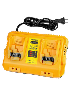 COOMYXIN DCB102 dual-port battery charger front view enabling quick two-battery charging.