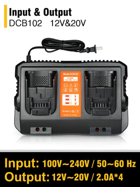 COOMYXIN DCB102 wide compatibility supports DeWalt 12V-20V batteries with safe charging.