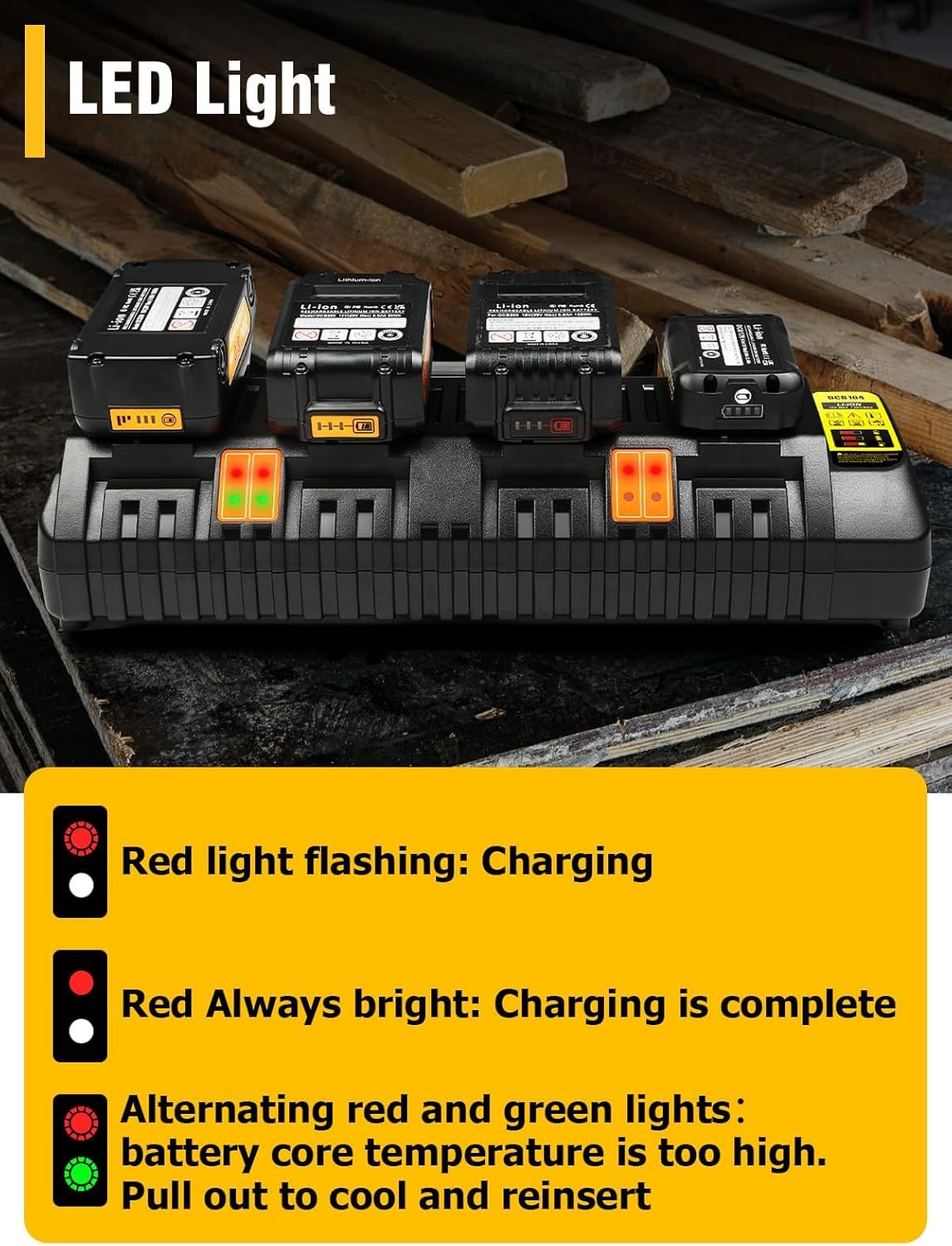 Supports Dewalt 12V-20V models for a single station replacement