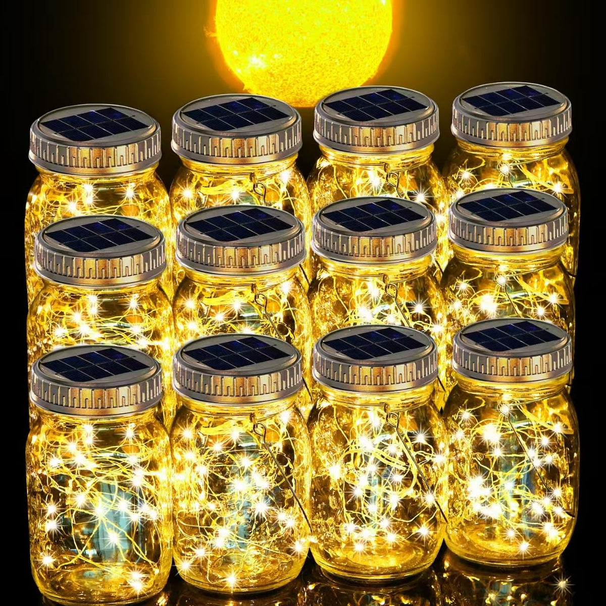Cooo 12-pack crystal glass mason jar lanterns for magical outdoor ambiance