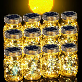 Cooo 12-pack crystal glass mason jar lanterns for magical outdoor ambiance