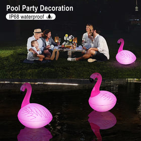 Cootway solar flamingo light floats elegantly, enhancing garden ambience after dark