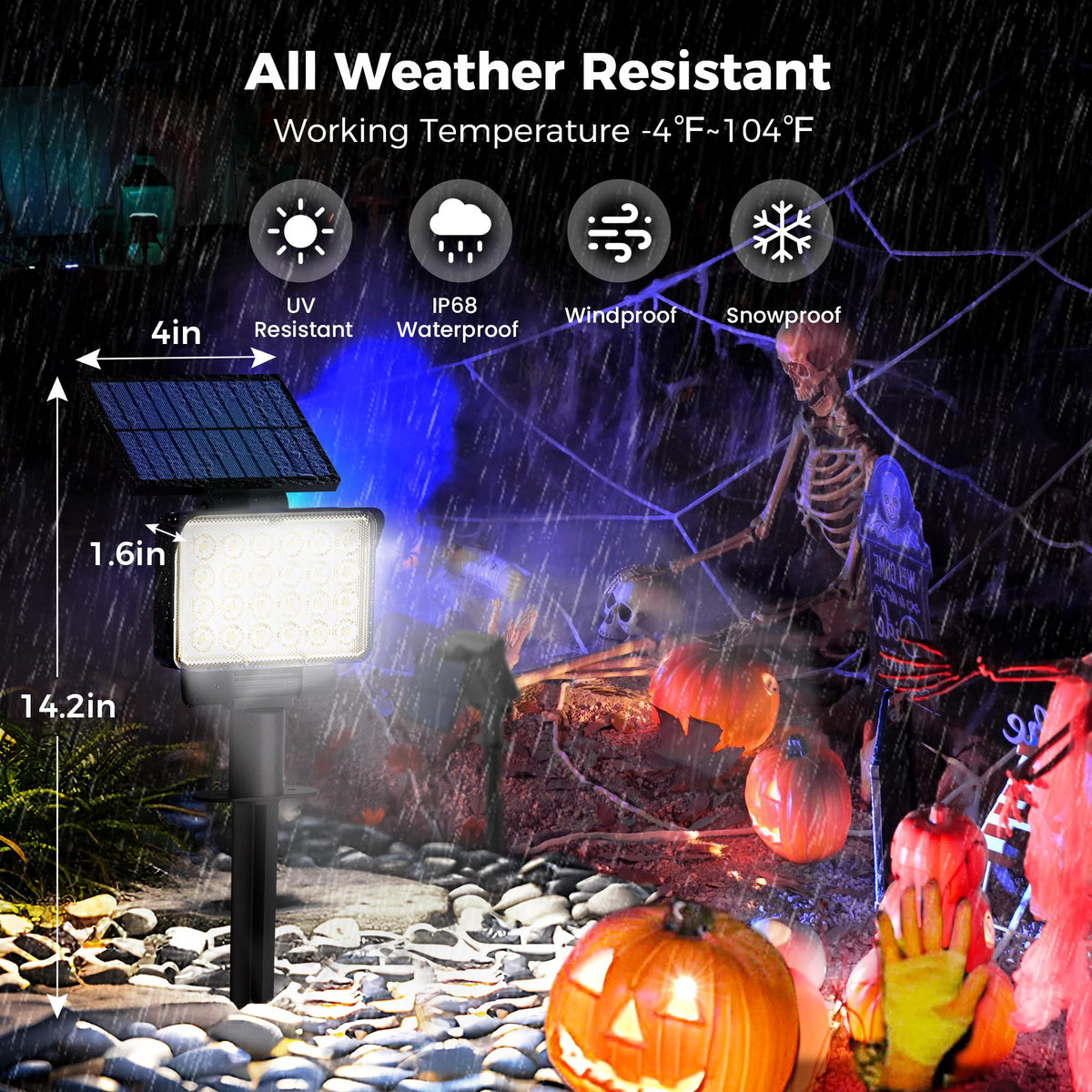 COOZAMING solar spot light can be easily installed in the ground for direct yard lighting