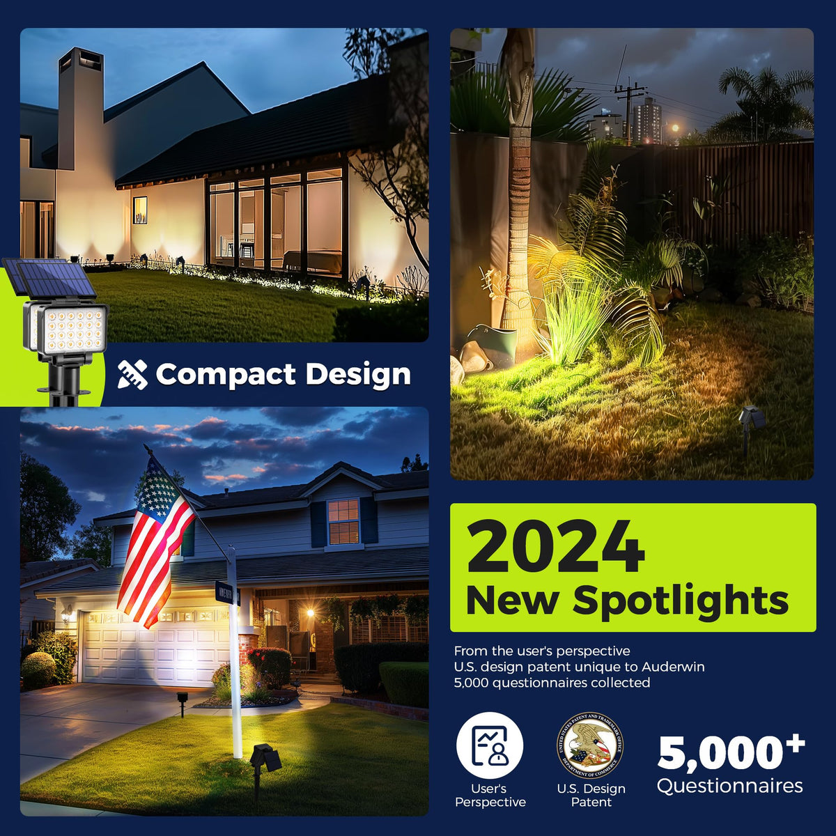 Coozaming ground-installation solar spotlight offers quick setup without wiring.
