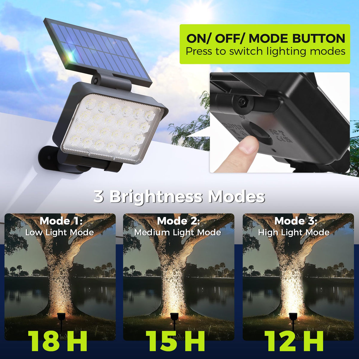 COOZAMING IP68 waterproof solar spot light stands up to rain and harsh weather