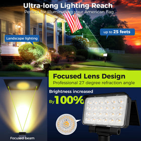 Coozaming tree-spotlight solar light brightens treetops for nighttime ambience.