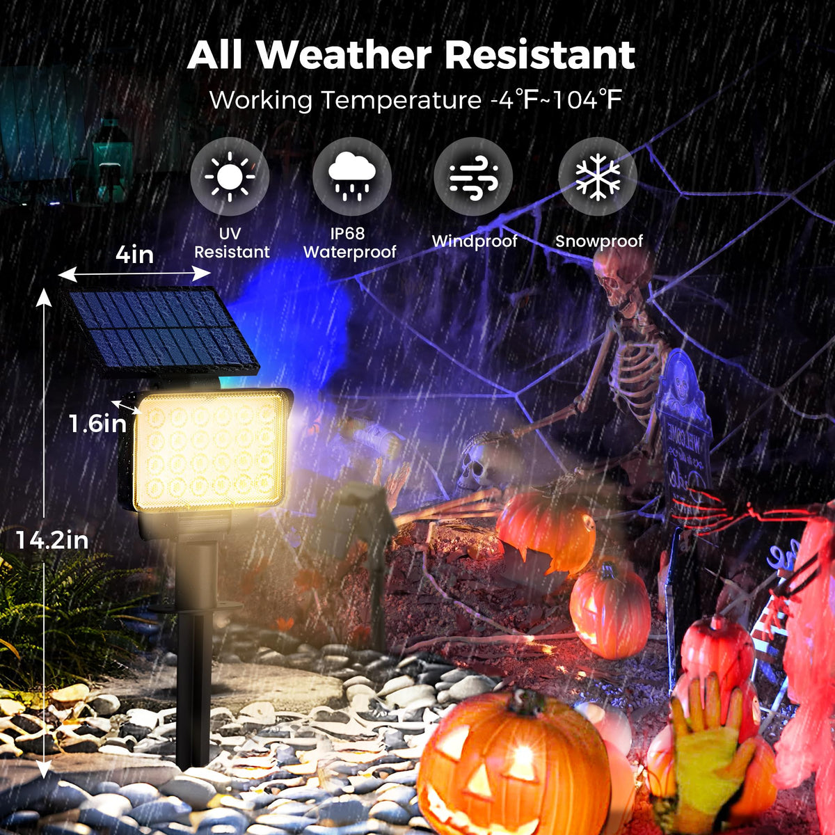 Coozaming waterproof design solar spot light withstands rain and cold for year-round use.