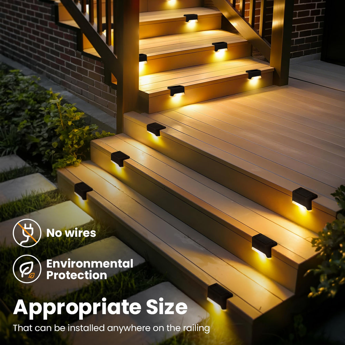 COOZAMING solar step lights add weatherproof, energy-efficient lighting to fences and pathways.