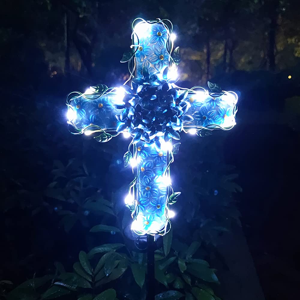 COOZZYHOUR Solar Cross Glass and Metal Construction adds durable garden lighting