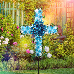 COOZZYHOUR Solar Cross Remembrance Gift in outdoor display