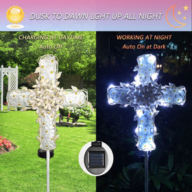 COOZZYHOUR white hydrangea flower stake adds soft garden illumination