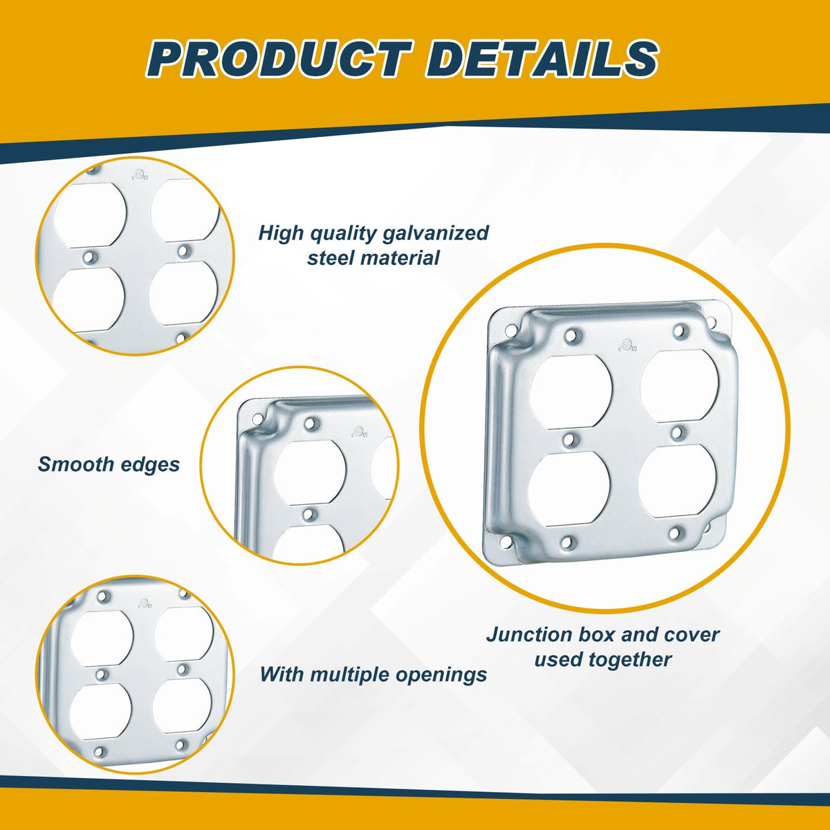 Copkim 8-pack 4x4 metal box cover top view with sleek edge