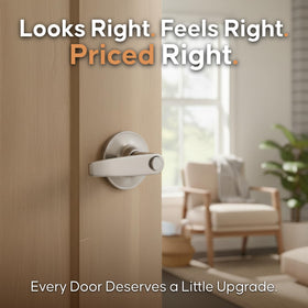 Daley privacy lever with push button shown for bedroom use.