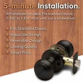 Copper Creek latch and knob aligned for easy secure mounting